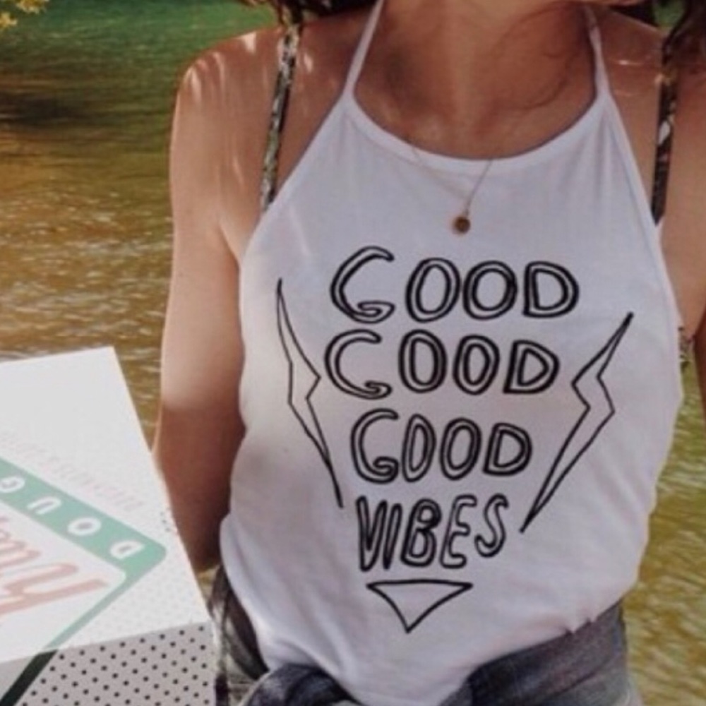 3/30 🌻 Brandy Melville Good Good Vibes halter top